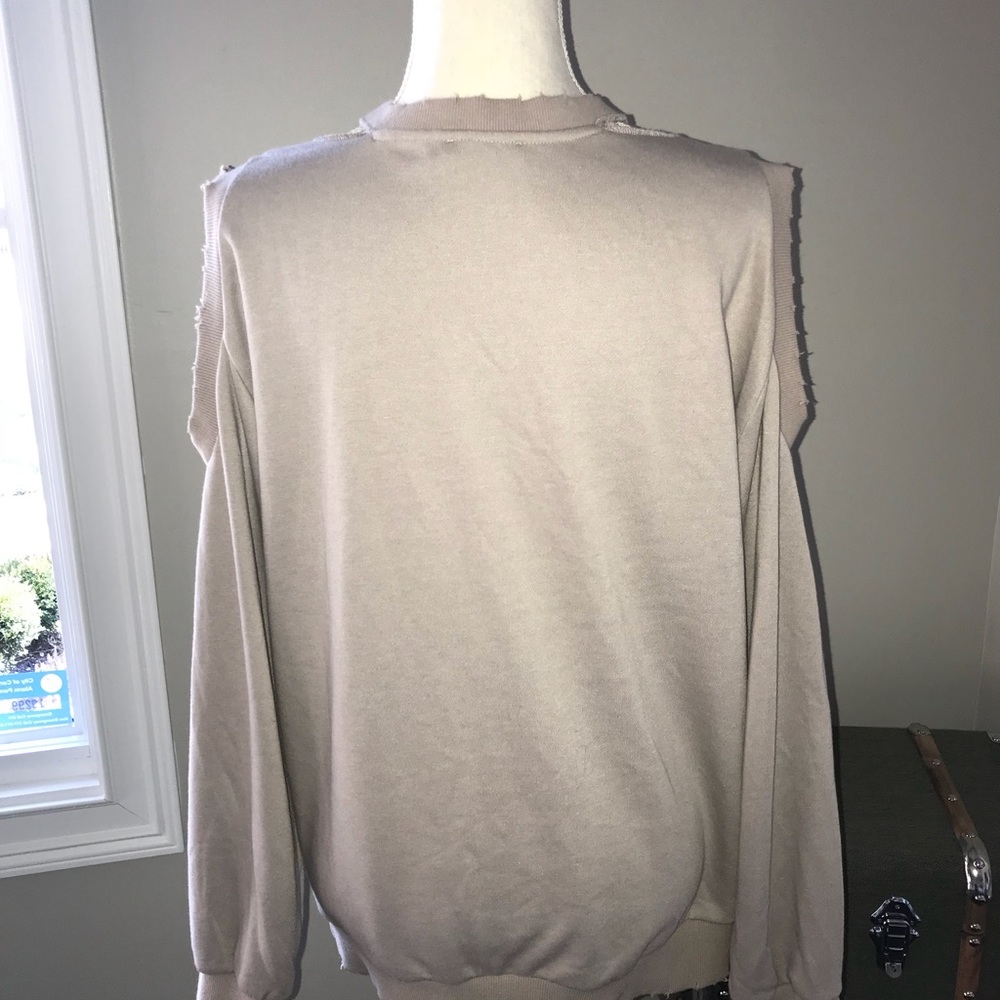 Distressed Cold-Shoulder Sweatshirt - Picture 3 of 6